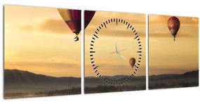 Obraz - lietajúce balóny (s hodinami) (90x30 cm)
