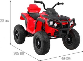 Ramiz Detská štvorkolka poháňaná vzduchovou batériou Červená + nafukovacie kolesá + rádio MP3 + pomalý štart