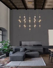 LED luster Atomo 106 zlaté s diaľkovým ovládaním