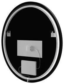 Kulaté nástěnné zrcadlo s LED osvětlením Beniamino 90 cm černé
