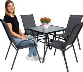 TRENDIE Zostava záhradného nábytku - 4 stoličky a stôl 80x80cm