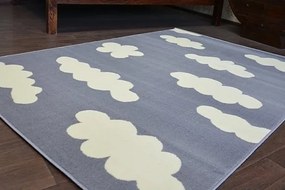 styldomova Detský sivý koberec BCF 3978 biele obláčiky