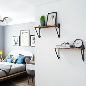 Nástenná polica, 2-dielna sada, industriálny dizajn, 33x60x20cm