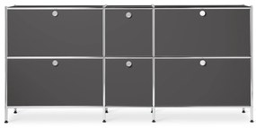Veľká kovová odkladacia skrinka »CN3« so 6 výklopnými priehradkami, sivá