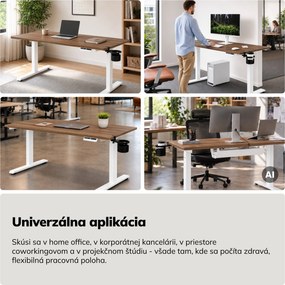 Elektrický stôl s nastaviteľnou výškou ergonomický biely/orech,1400x700 mm: ARIA