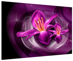 Moderný fialový obraz kvetov (90x60 cm)