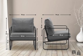 Design-Shop Kreslo Manea - látka / kov - Tmavo sivá