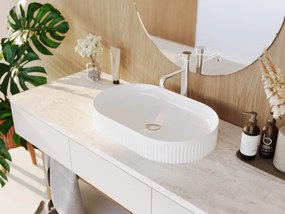 Gamma Frezja, oválne umývadlo na dosku 595x380x100 mm, biela lesklá, GMA-UC-FREZJAOW