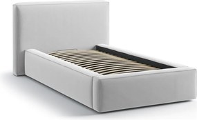Čalúnená jednolôžková posteľ s úložným priestorom s roštom 90x200 cm v striebornej farbe Jodie – Micadoni