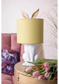 Biela stolná lampa králik so žltým tienidlom Rabbi - Ø 20*43 cm E27/max 1*60W