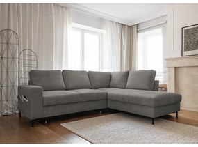 Sivá menčestrová rozkladacia rohová pohovka (pravý roh) Lofty Lilly – Miuform