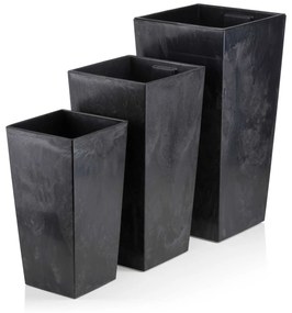 Súprava 3 kvetináčov PORTO čierny betón