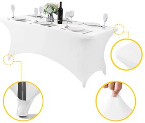 Univerzálny obrus na cateringový stôl 240 cm, biely elastický, MultiGarden