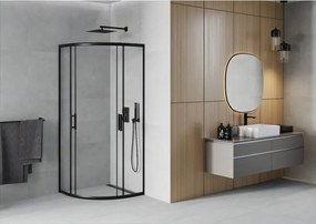 Mexen Rio, štvrťkruhový sprchový kút 90 x 90 cm, 6mm číre sklo, čierny profil, 863-090-090-70-00