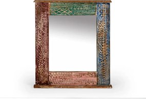 furniture-nabytek.cz - Masívne kúpeľňové zrkadlo Blue Lagoon z recyklovaného dreva, lakované, viacfarebné – 70×80 cm