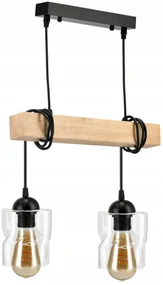 BERGE Závesné stropné svietidlo LED drevený trám 2xE27 štvorcový luster Rollable