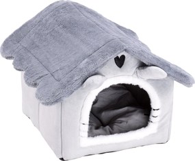 Plyšový pelech pre mačky JASPER - šedý