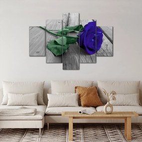 Obraz - Modrá ruža so zelenou stonkou (150x105 cm)