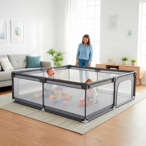 Detská ohrádka – zatvorená, 200 × 180 × 66 cm, skladacia, sivá Springos HA7529