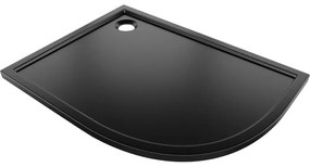 Mexen Flow, asymetrická štvrťkruhová sprchová vanička slim, ľavá 100 x 90 cm, čierna matná, 46Q709010L