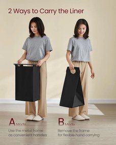 Kôš na prádlo, 4 priehradkový separátor oblečenia 116×33×72 cm, čierny a rustikálny hnedý