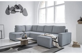 Svetlosivá menčestrová rozkladacia rohová pohovka (ľavý roh/do tvaru "U") Brave Dave – Miuform