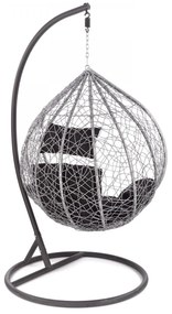 Závesné hojdacie kreslo Egg sivé/čierne