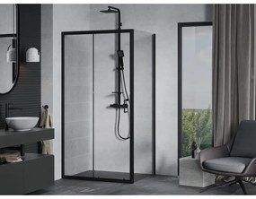 Mexen Apia, sprchový kút s posuvnými dverami 105 (dvere) x 70 (stena) cm, 6mm číre sklo, čierny profil, 840-105-070-70-00