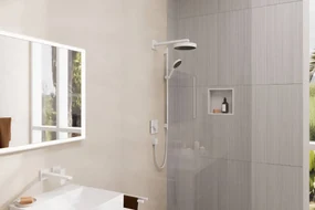 Hansgrohe Rainfinity, sprchová sada 130 3jet s tyčou S Puro 90 cm, biela matná, HAN-28743700