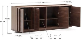 Hnedá komoda v dekore orecha 200x80x45 cm Onix – Kave Home