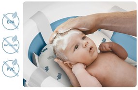 Ricokids Skladacia vanička pre deti, dojčatá s teplomerom a vložkou RK-287 biela a modrá