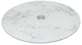 Sklenený otočný servírovací podnos White Marble, (fi) 32 cm