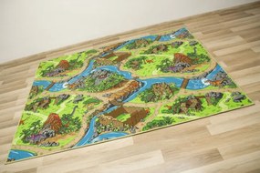 Detský koberec Dino dedina dinosaurov