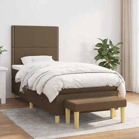 Boxspring posteľ s matracom tmavohnedá 100x200 cm látka 3137056