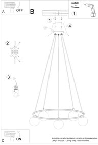 Sollux SL.1214 - Luster na lanku YOLI 5xG9/8W/230V čierna