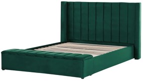 Zamatová posteľ s úložným priestorom 180 x 200 cm zelená NOYERS Beliani