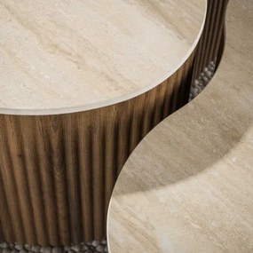 Konferenčný stôl 57-01T Ceramo 2-set 3D ceramik Travertine  - Komfort-nábytok