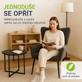 Pohodlné manžetové kreslo z manšestru, sivé