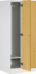Šatníková skrinka S1 znížená, 2 oddiely, 1500 x 600 x 500 mm, zámok s čítačkou RFID kariet, laminované dvere, orech