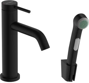 Hansgrohe Tecturis S, páková umývadlová batéria 110 s ručnou sprchou Bidette, čierna matná, HAN-73211670