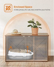 Skrinka na toaletu pre mačky, rustikálna hnedá