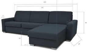 Rozkladacia rohová sedacia súprava LEKA modrá s úložným priestorom, do L