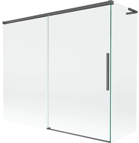 Mexen Rox, L posuvná 2-krídlová vaňová zástena 180 + 80 x 150 cm, 8mm číre sklo, brúsený grafit profil, 8C9L-180-080-66-00
