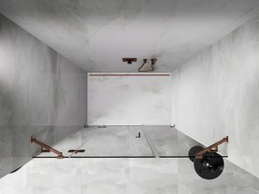 Mexen Lunar, ľavé otočné sprchové dvere 140 cm, 8mm číre sklo, ružové zlato profil, 834S-140-050-60-00-L