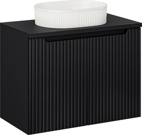 Comad Kúpeľňová skrinka s doskovým umývadlom SET-NOB B BLACK 80 II čierna mat