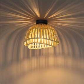 Orientálne stropné svietidlo čierne s prírodným bambusom 30 cm - Pua