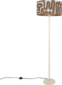 Japandi stojaca lampa béžová s hnedým a béžovým pruhovaným tienidlom 50cm - Simplo