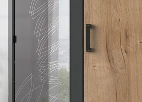 Šatníková skriňa so zrkadlami Cork, 180 cm, doskový dub/grafit