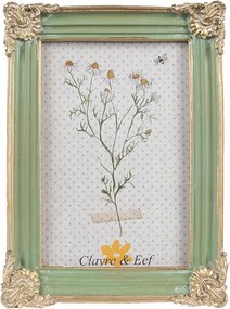 Zeleno - zlatý fotorámik so zlatými ornamentmi - 13*2*18 cm / 10*15 cm