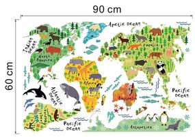Nástenná detská samolepka Ambiance World Map, 73 × 95 cm